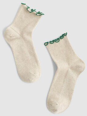 New Madewell Lettuce-Trim Ankle Socks Vintage Ivory